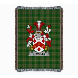 ScotsTee Shop Irish Staveley Clan Coat of Arms Irish Tartan Woven Blanket