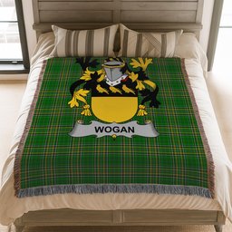 ScotsTee Shop Irish Wogan Clan Coat of Arms Irish Tartan Woven Blanket
