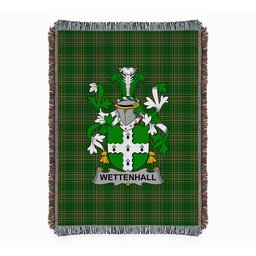 ScotsTee Shop Irish Wettenhall Clan Coat of Arms Irish Tartan Woven Blanket