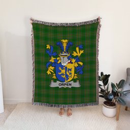 ScotsTee Shop Irish Orpen Clan Coat of Arms Irish Tartan Woven Blanket
