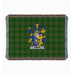 ScotsTee Shop Irish Orpen Clan Coat of Arms Irish Tartan Woven Blanket