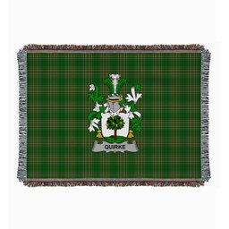 ScotsTee Shop Irish Quirke or O'Quirke Clan Coat of Arms Irish Tartan Woven Blanket