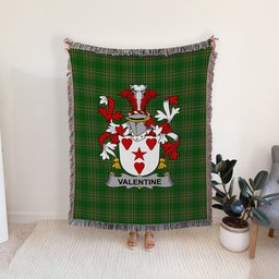 ScotsTee Shop Irish Valentine Clan Coat of Arms Irish Tartan Woven Blanket