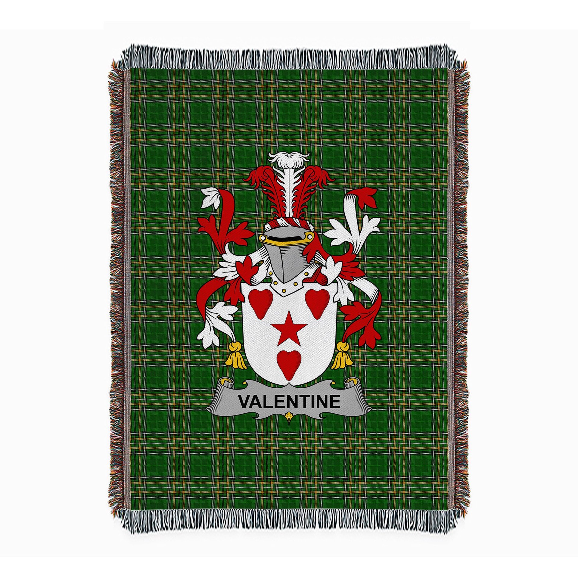 ScotsTee Shop Irish Valentine Clan Coat of Arms Irish Tartan Woven Blanket