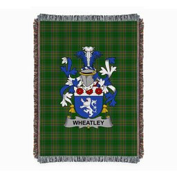 ScotsTee Shop Irish Wheatley Clan Coat of Arms Irish Tartan Woven Blanket