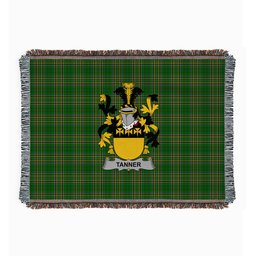 ScotsTee Shop Irish Tanner Clan Coat of Arms Irish Tartan Woven Blanket