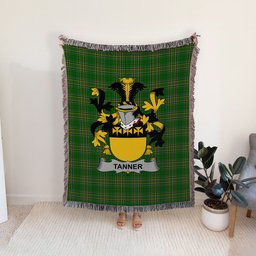 ScotsTee Shop Irish Tanner Clan Coat of Arms Irish Tartan Woven Blanket
