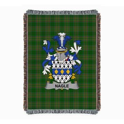 ScotsTee Shop Irish Nagle Clan Coat of Arms Irish Tartan Woven Blanket