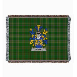 ScotsTee Shop Irish Tierney or O'Tierney Clan Coat of Arms Irish Tartan Woven Blanket