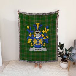 ScotsTee Shop Irish Tierney or O'Tierney Clan Coat of Arms Irish Tartan Woven Blanket