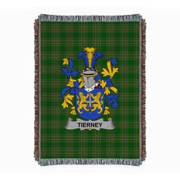ScotsTee Shop Irish Tierney or O'Tierney Clan Coat of Arms Irish Tartan Woven Blanket