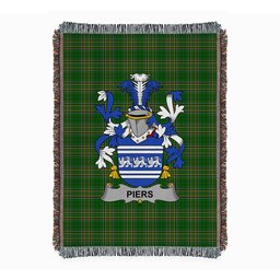 ScotsTee Shop Irish Piers Clan Coat of Arms Irish Tartan Woven Blanket