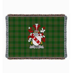ScotsTee Shop Irish Ring or O'Ring Clan Coat of Arms Irish Tartan Woven Blanket
