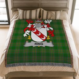 ScotsTee Shop Irish Ring or O'Ring Clan Coat of Arms Irish Tartan Woven Blanket