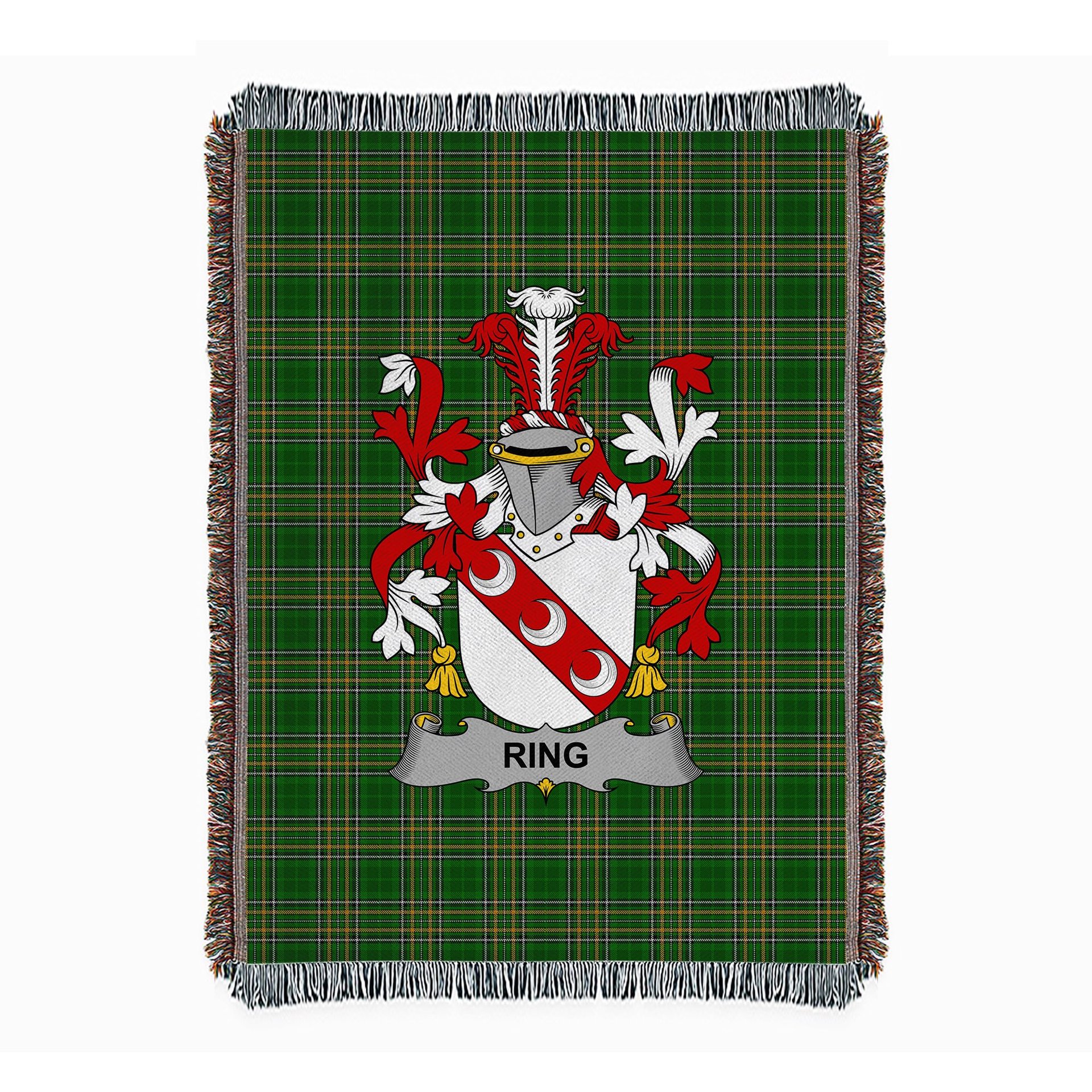 ScotsTee Shop Irish Ring or O'Ring Clan Coat of Arms Irish Tartan Woven Blanket