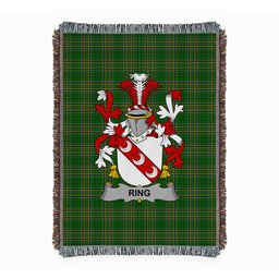 ScotsTee Shop Irish Ring or O'Ring Clan Coat of Arms Irish Tartan Woven Blanket
