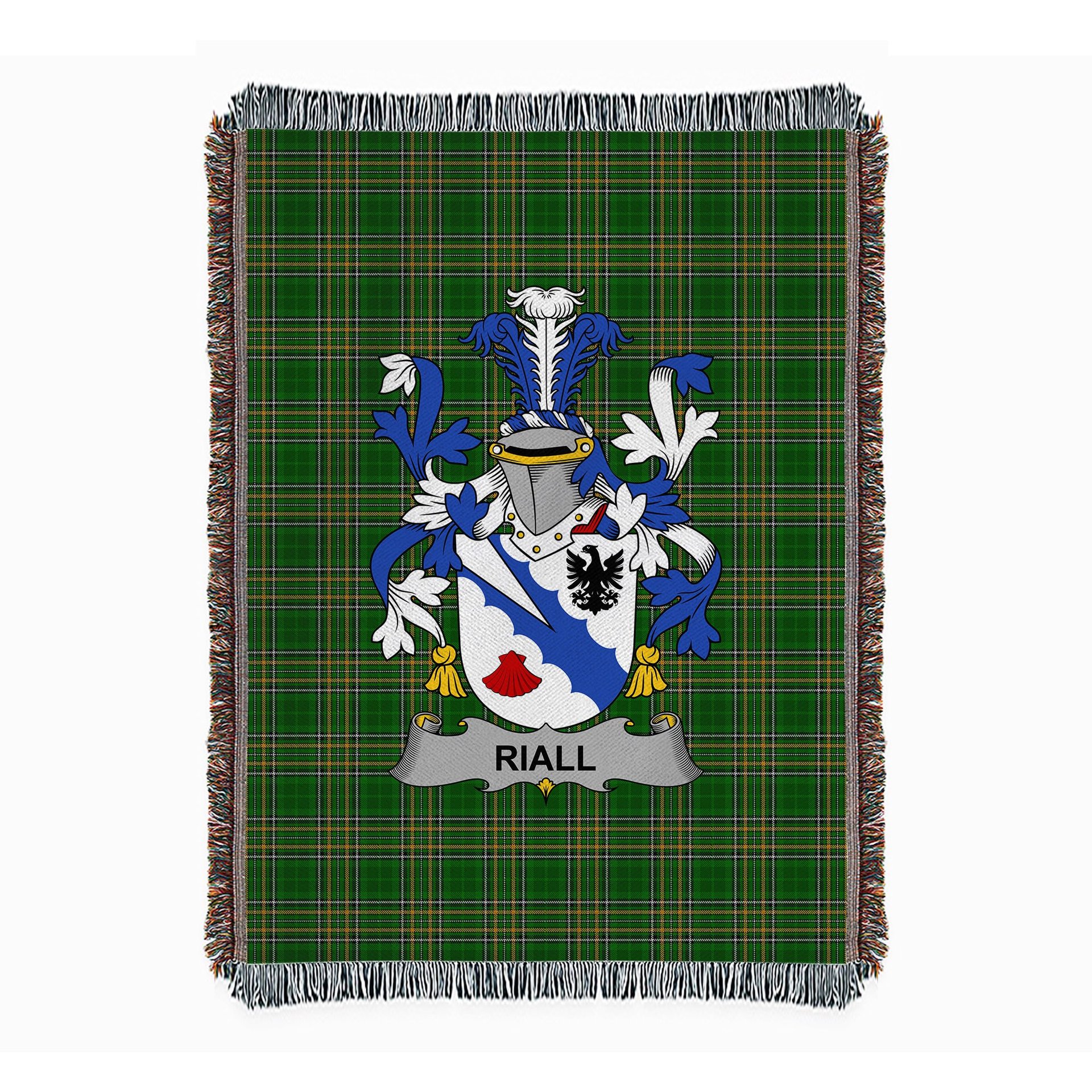 ScotsTee Shop Irish Riall or Ryle Clan Coat of Arms Irish Tartan Woven Blanket