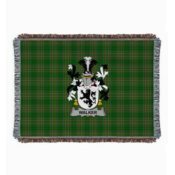 ScotsTee Shop Irish Walker Clan Coat of Arms Irish Tartan Woven Blanket