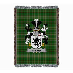 ScotsTee Shop Irish Walker Clan Coat of Arms Irish Tartan Woven Blanket
