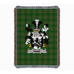 ScotsTee Shop Irish Paine Clan Coat of Arms Irish Tartan Woven Blanket