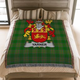 ScotsTee Shop Irish Yarner Clan Coat of Arms Irish Tartan Woven Blanket