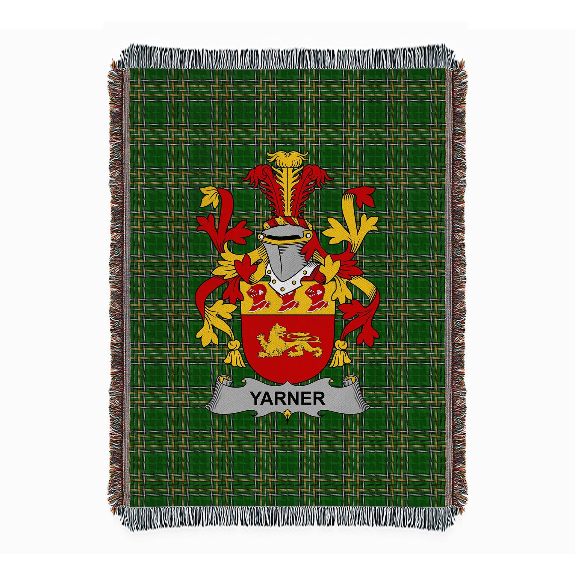 ScotsTee Shop Irish Yarner Clan Coat of Arms Irish Tartan Woven Blanket