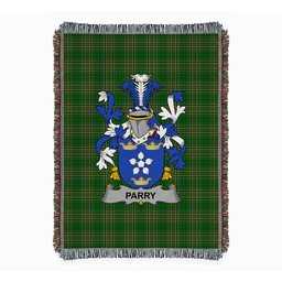 ScotsTee Shop Irish Parry Clan Coat of Arms Irish Tartan Woven Blanket