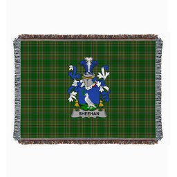 ScotsTee Shop Irish Sheehan or O'Sheehan Clan Coat of Arms Irish Tartan Woven Blanket