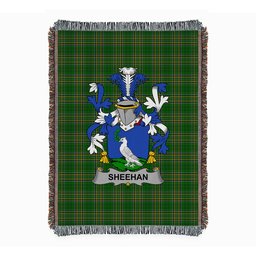 ScotsTee Shop Irish Sheehan or O'Sheehan Clan Coat of Arms Irish Tartan Woven Blanket