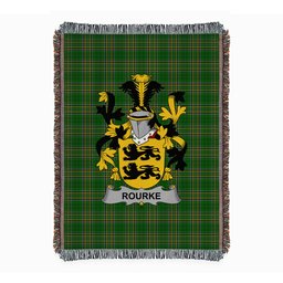 ScotsTee Shop Irish Rourke or O'Rourke Clan Coat of Arms Irish Tartan Woven Blanket