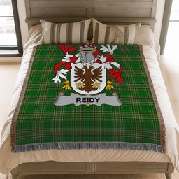 ScotsTee Shop Irish Reidy or O'Reidy Clan Coat of Arms Irish Tartan Woven Blanket