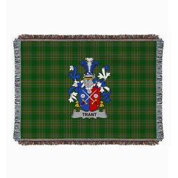 ScotsTee Shop Irish Trant or Trent Clan Coat of Arms Irish Tartan Woven Blanket