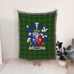 ScotsTee Shop Irish Trant or Trent Clan Coat of Arms Irish Tartan Woven Blanket