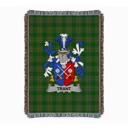 ScotsTee Shop Irish Trant or Trent Clan Coat of Arms Irish Tartan Woven Blanket