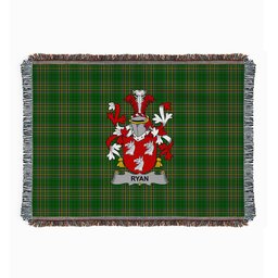 ScotsTee Shop Irish Ryan or O'Mulrian Clan Coat of Arms Irish Tartan Woven Blanket
