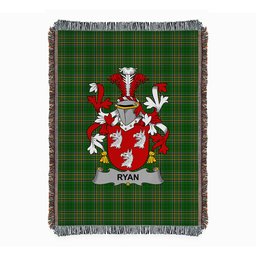 ScotsTee Shop Irish Ryan or O'Mulrian Clan Coat of Arms Irish Tartan Woven Blanket