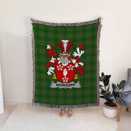 ScotsTee Shop Irish Worsopp Clan Coat of Arms Irish Tartan Woven Blanket
