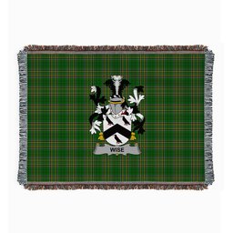 ScotsTee Shop Irish Wise Clan Coat of Arms Irish Tartan Woven Blanket