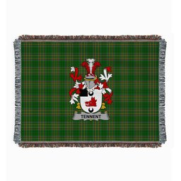 ScotsTee Shop Irish Tennent Clan Coat of Arms Irish Tartan Woven Blanket