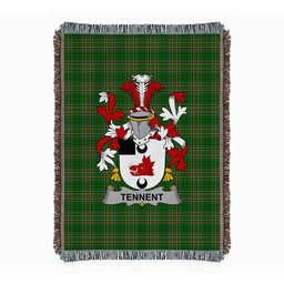 ScotsTee Shop Irish Tennent Clan Coat of Arms Irish Tartan Woven Blanket