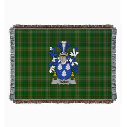 ScotsTee Shop Irish Tobin Clan Coat of Arms Irish Tartan Woven Blanket