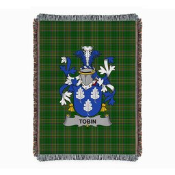ScotsTee Shop Irish Tobin Clan Coat of Arms Irish Tartan Woven Blanket