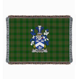 ScotsTee Shop Irish Tucker Clan Coat of Arms Irish Tartan Woven Blanket