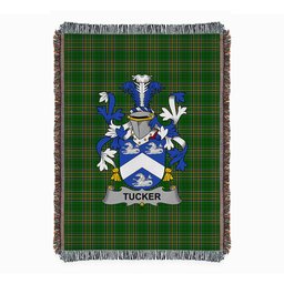 ScotsTee Shop Irish Tucker Clan Coat of Arms Irish Tartan Woven Blanket