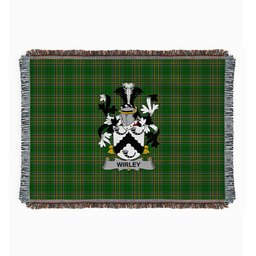 ScotsTee Shop Irish Wirley Clan Coat of Arms Irish Tartan Woven Blanket