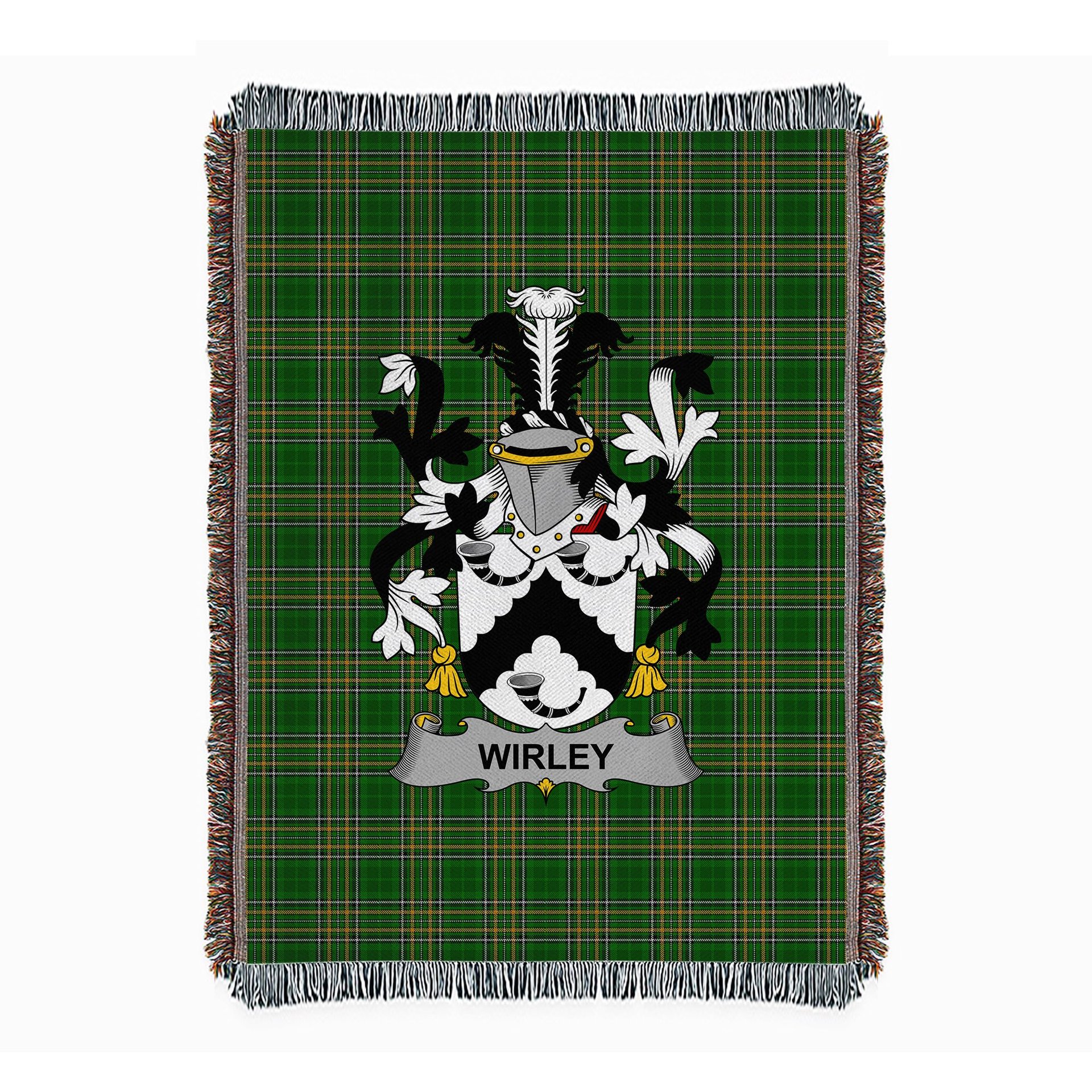 ScotsTee Shop Irish Wirley Clan Coat of Arms Irish Tartan Woven Blanket