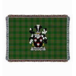 ScotsTee Shop Irish Woodford Clan Coat of Arms Irish Tartan Woven Blanket