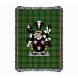 ScotsTee Shop Irish Woodford Clan Coat of Arms Irish Tartan Woven Blanket