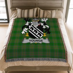 ScotsTee Shop Irish Younge Clan Coat of Arms Irish Tartan Woven Blanket