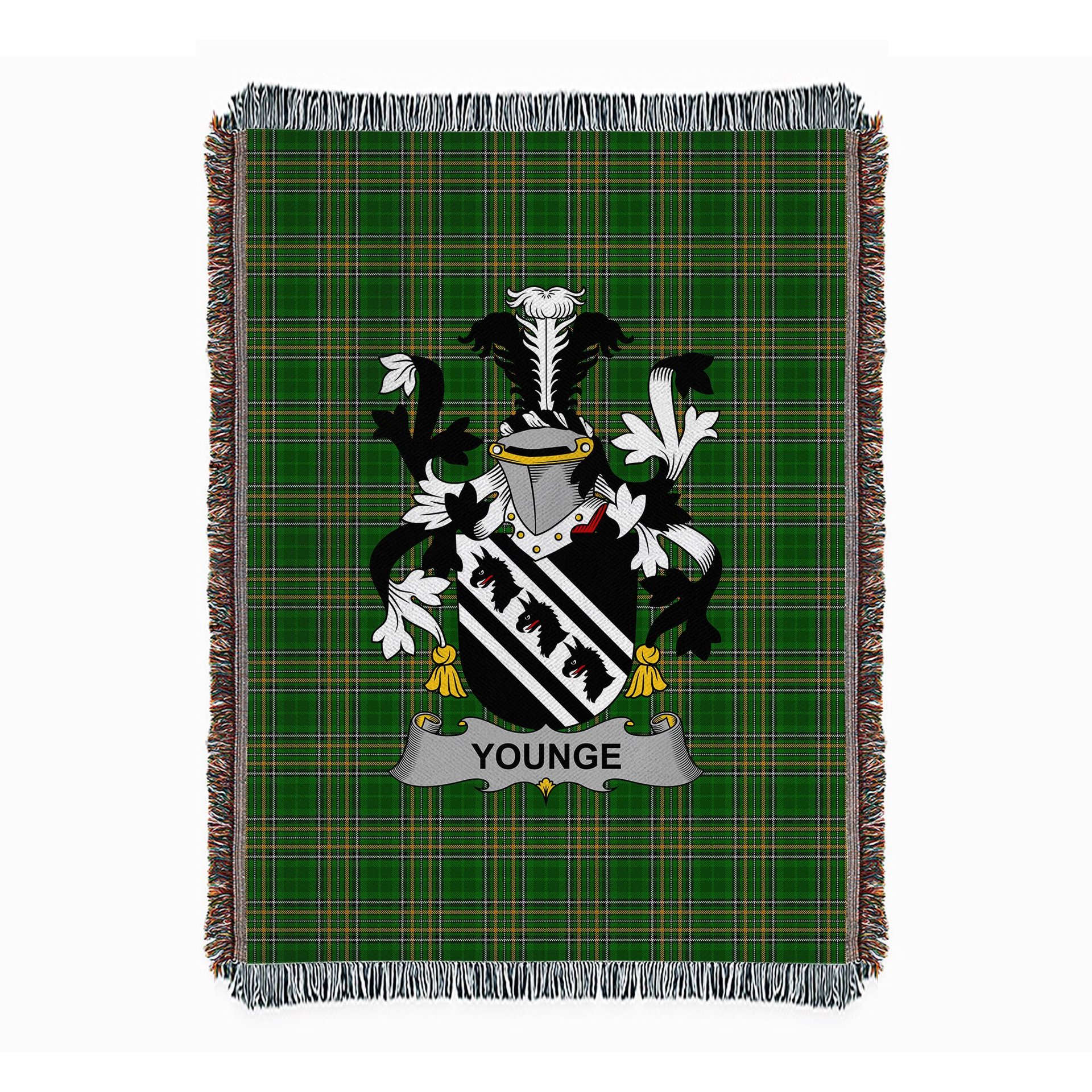 ScotsTee Shop Irish Younge Clan Coat of Arms Irish Tartan Woven Blanket
